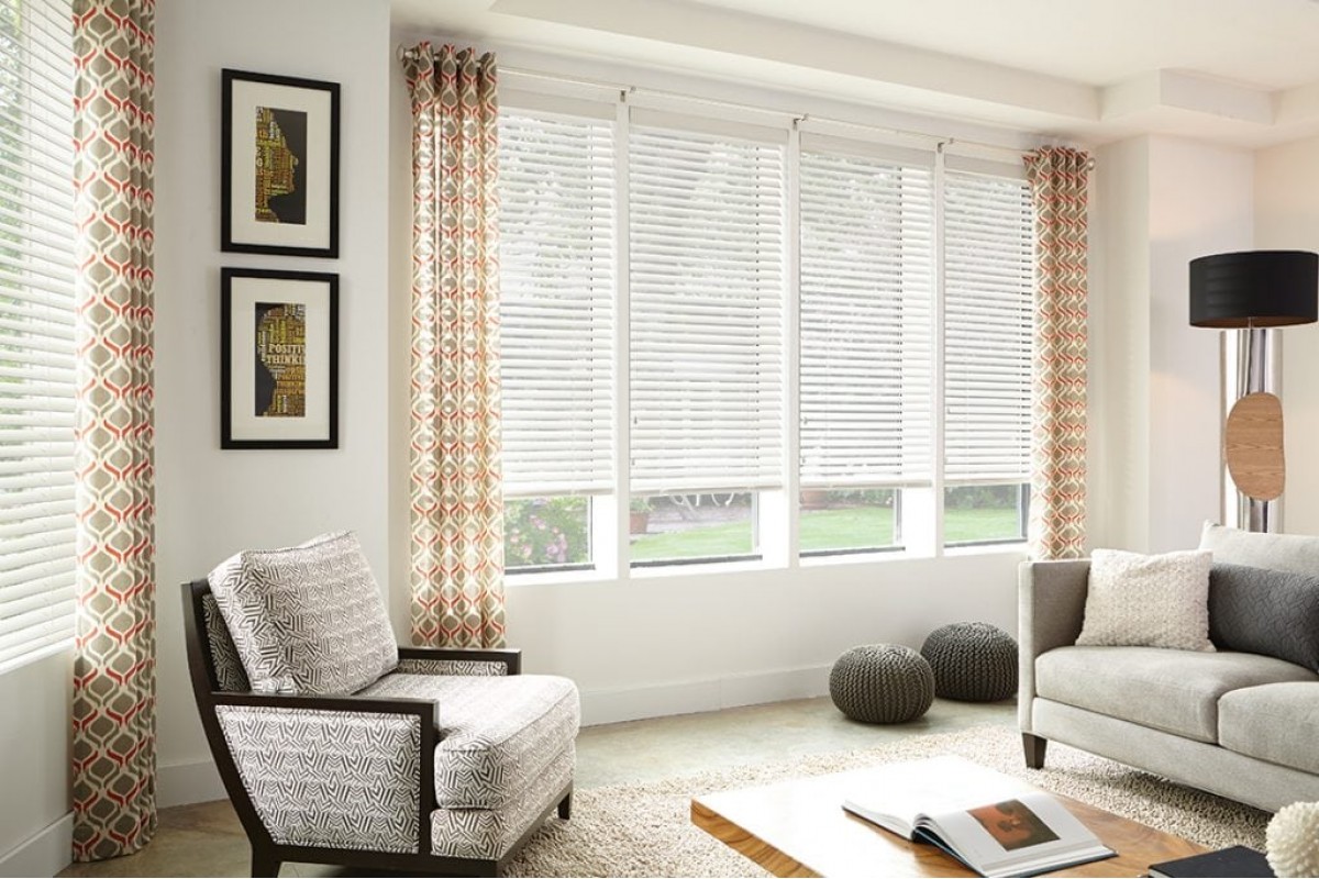 2 Privacy No Holes Faux Wood Blinds from Direct Buy Blinds